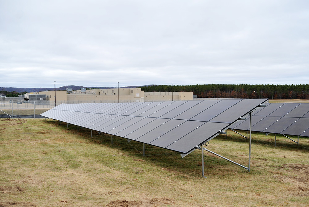 A solar panel at Wisconsin Secure Program Facility